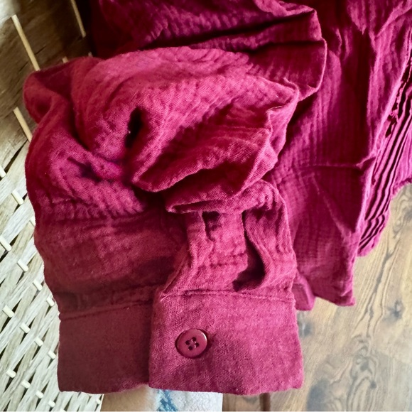 NWT merlot cotton LIV Los Angeles pinktuck blouse 1X - Picture 5 of 14